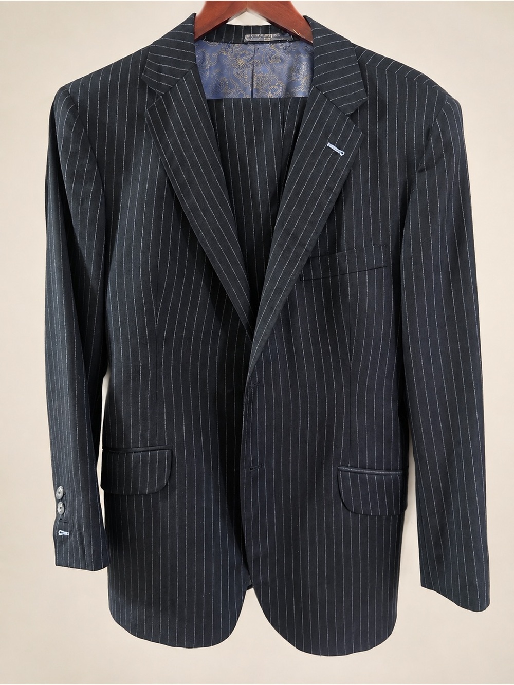 Ermenegildo Zegna Trofeo Men’s Custom Two-Piece Pinstripe Suit Navy